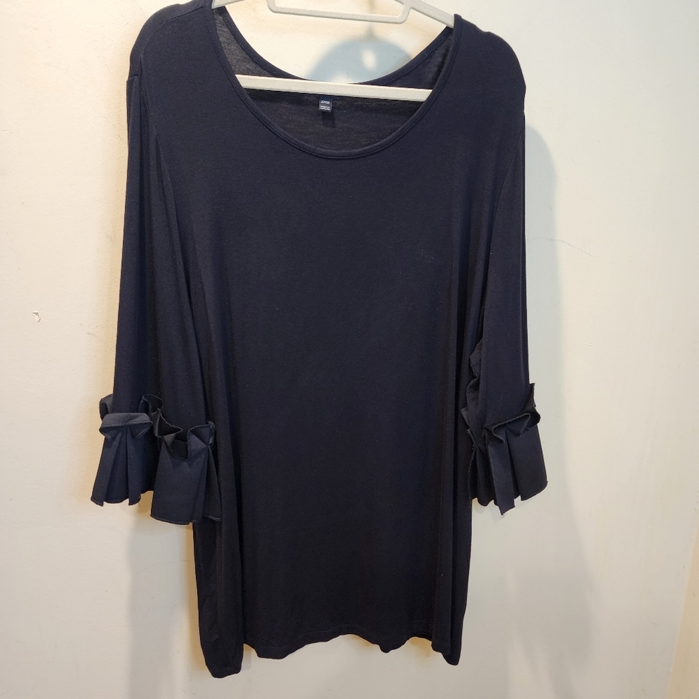 Lane Bryant Women’s Black Ruffle-Sleeve Tunic Top Plus Size 22/24